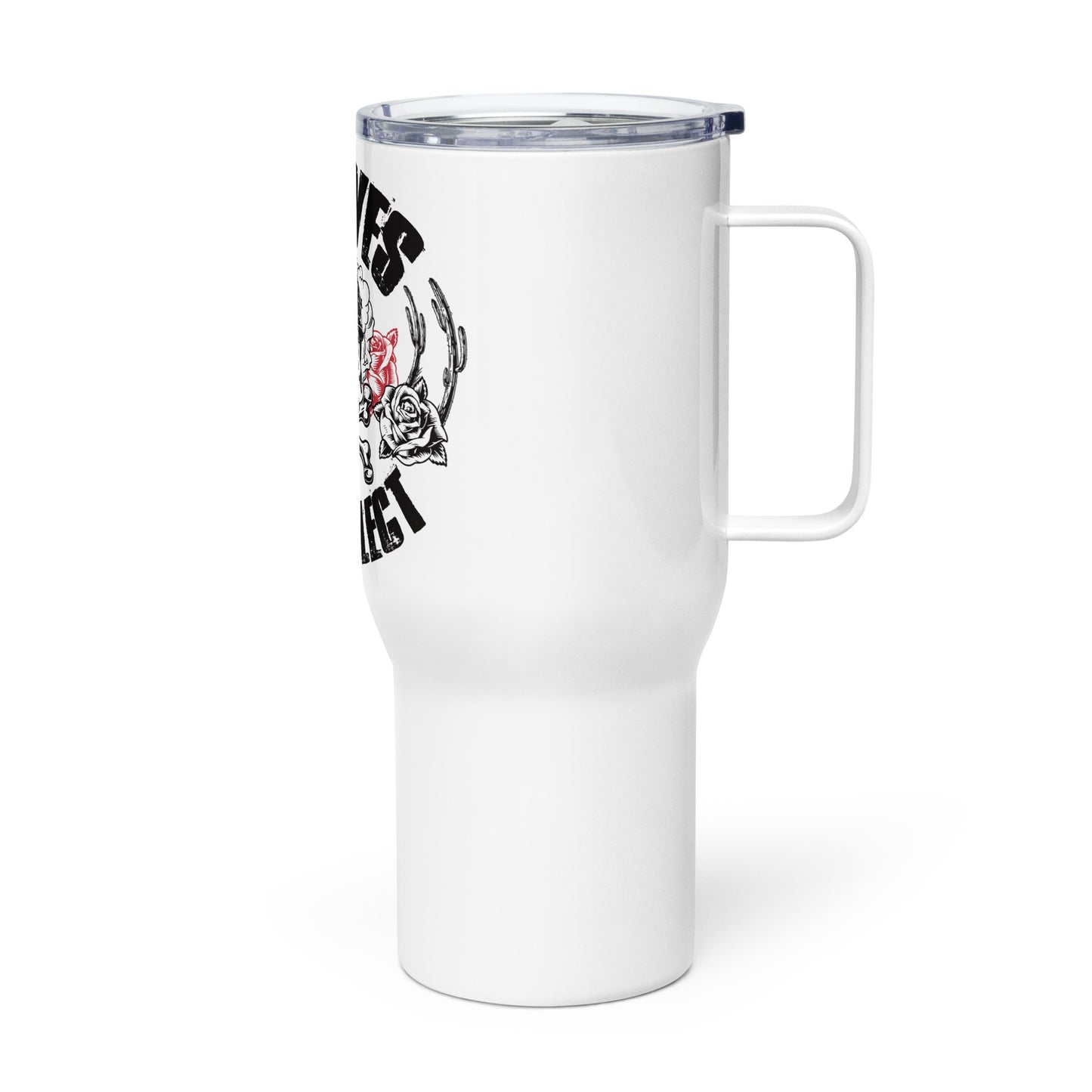 Travel mug with a handle